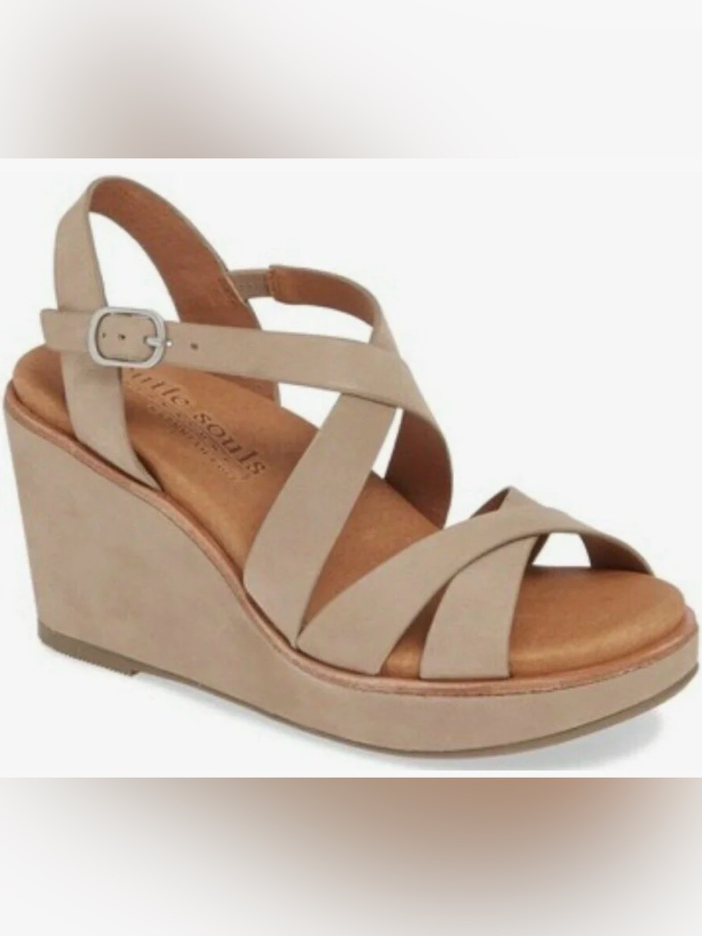 Kenneth Cole Gentle Souls Judi Strappy Wedge in Mushroom 8.5 NIB
